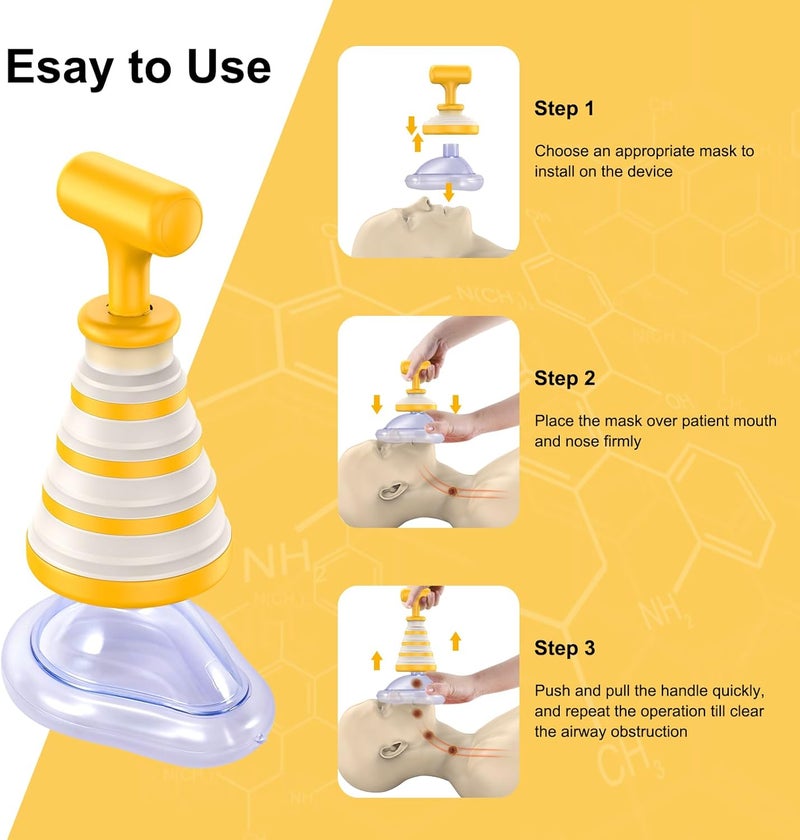TOONEV Foldable Anti Choking Rescue Home Emergency Device for Kids Adults and Elderly, Portable Airway Suction Management with Multi Mask,First Aid Kits Alternative to Heimlich Assist Device - Image 4